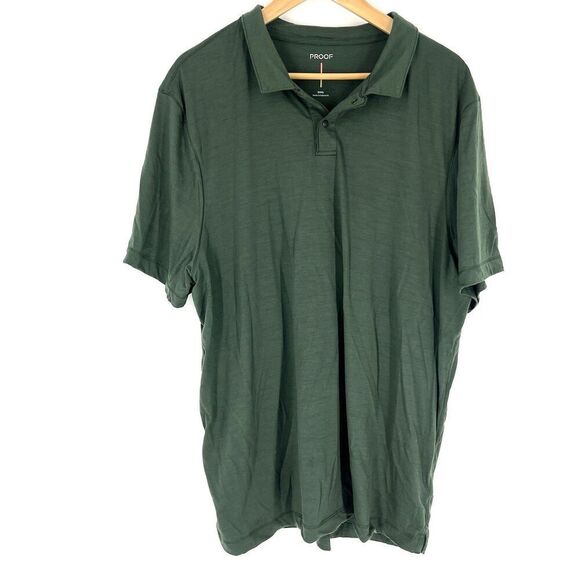 Proof Polo Shirt Size XXL Mens Green Merino Wool Performance Snap Huckberry - Picture 1 of 7